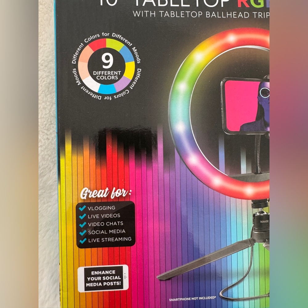 Bower 10 Inch RGB Ring Light with Tripod - NIB - Picture 4 of 11